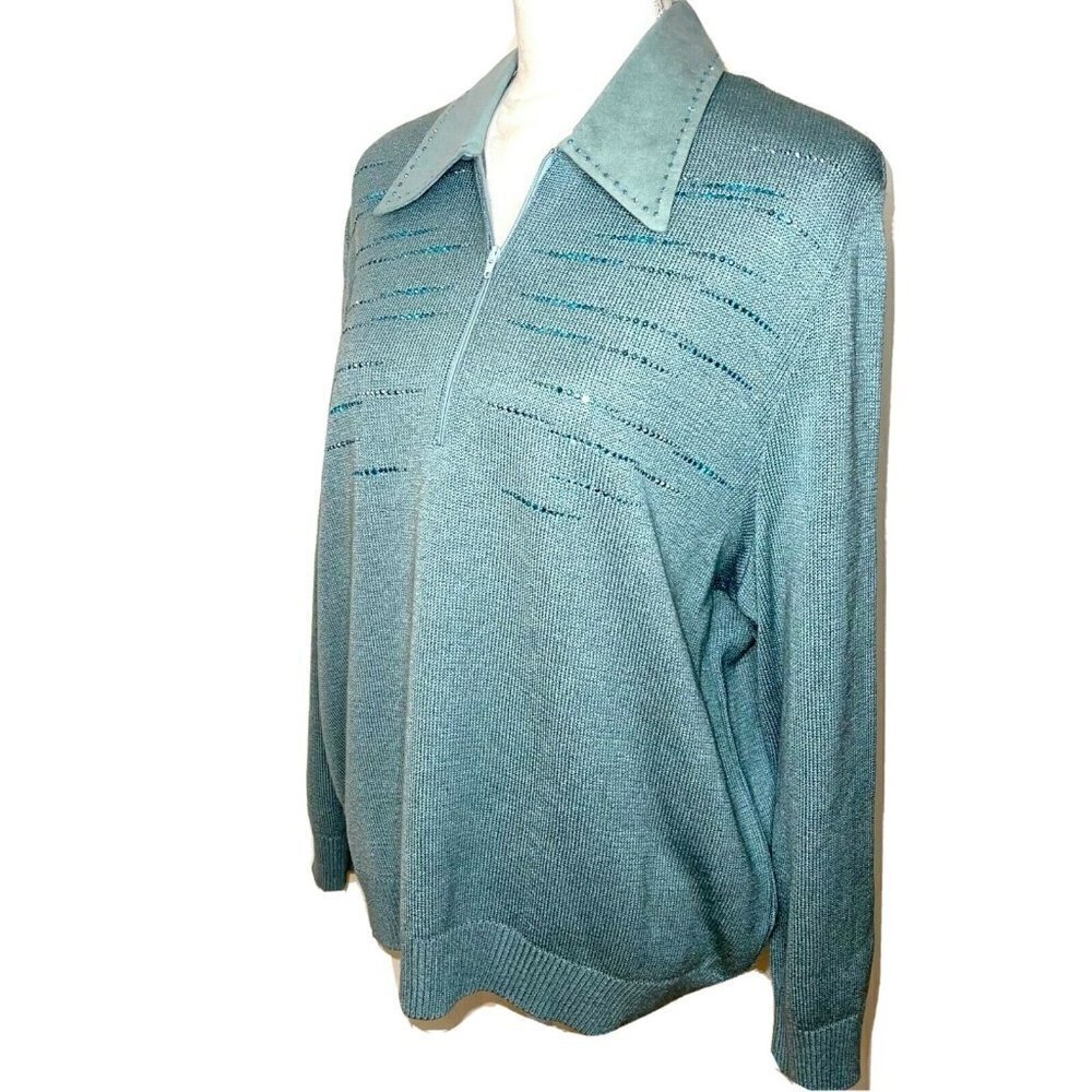Philippe Marques Sweater Womens Vintage Quarter Zip Knit Pullover Acrylic Nylon